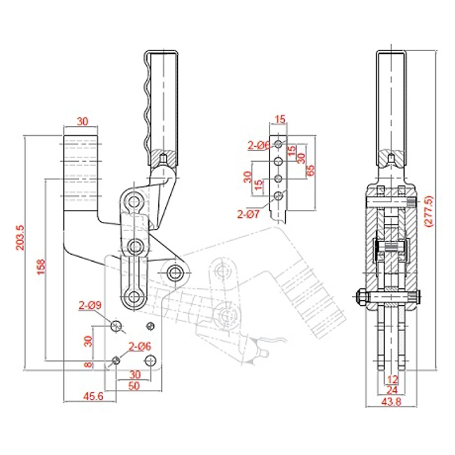 Vendita online Bloccaggio saldabile serie pesante base dritta maniglia saldabile 1220 Kg.